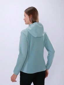 女士软壳保暖内衬连帽户外夹克，采用色块设计，浅蓝色 - 淺藍色 - 查看 2