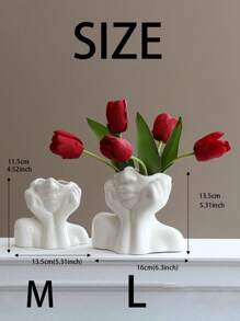 1 pieza Florero artístico con forma de cara de cerámica, decoración del hogar, florero, centro de mesa, decoración de mesa