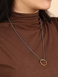 2件個性百搭雷射切割鏈環吊墜,歐美時尚,簡約空心鈦鋼戒指,長方形鏈條,不銹鋼新款首飾,金屬方形簡約戒指,幾何食指戒指,女士手飾。項鍊可用作精緻的戒指或聖誕節和萬聖節的時尚吊墜。 、感恩節、情人節、生日、週年紀念禮物等的完美禮物 - 金色 - 查看 5