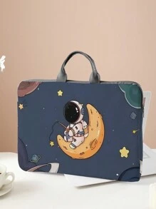 卡通宇航员图案印花便携式手提笔记本电脑包适用于办公室和学校教室笔记本电脑包教室包教师储物包教室收纳包 - 彩色 - 查看 3