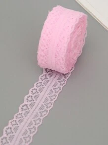 1 Pieza - 5yd Borde De Encaje Para Decoración De Costura De Ropa, Mantel, Sofá, Suministros Para Manualidades (sin Rodillo De Papel) - Rosa - Ver 2