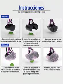 Recogedor Heces Perro Gatos Mascotas Portatil Paseo Levanta Popo Pala Caca - Negro - Ver 6