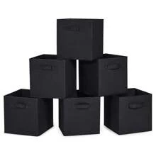 Foldable Fabric Storage Cube With Handles, 11 Inch Cube Storage Bins, Great For Closet, Laundry Room, Storage Room (Beige/Black/Grey, 3-Pack/6 Packs) Bedroom, Organizer, Home Storage, For White T Shirt Women, Black Pants Women, Ladies Winter Clothes, Dress, Winter Clothes For Ladies, Elegant Woman Dresses, White Shirt For Ladies, Long Sleeve, White Jumpsuit For Women, Spring Dresses For Women, Spring Outfits For Women, Spring, Spring Clothes, Minimalist, Summer Tops Storage - Black - View 1