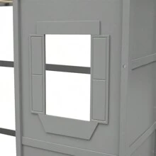 Twin Size House Loft Bed With Ladder - Grey - View 7