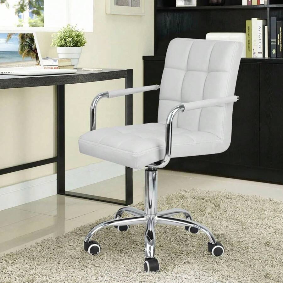 Furmax MidBack Office Task Chair,Ribbed PU Leather Executive Swivel