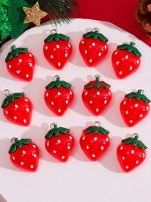 12款美味水果、點心、糕點和飲品,diy可製作成項鍊、耳環、吊墜、鑰匙扣等配飾 - 草莓 - 查看 1