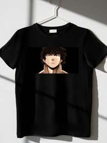 Camiseta Anime Baki Personaje Estampado Diseño de Moda Moda Cosmica - Negro - Ver 1