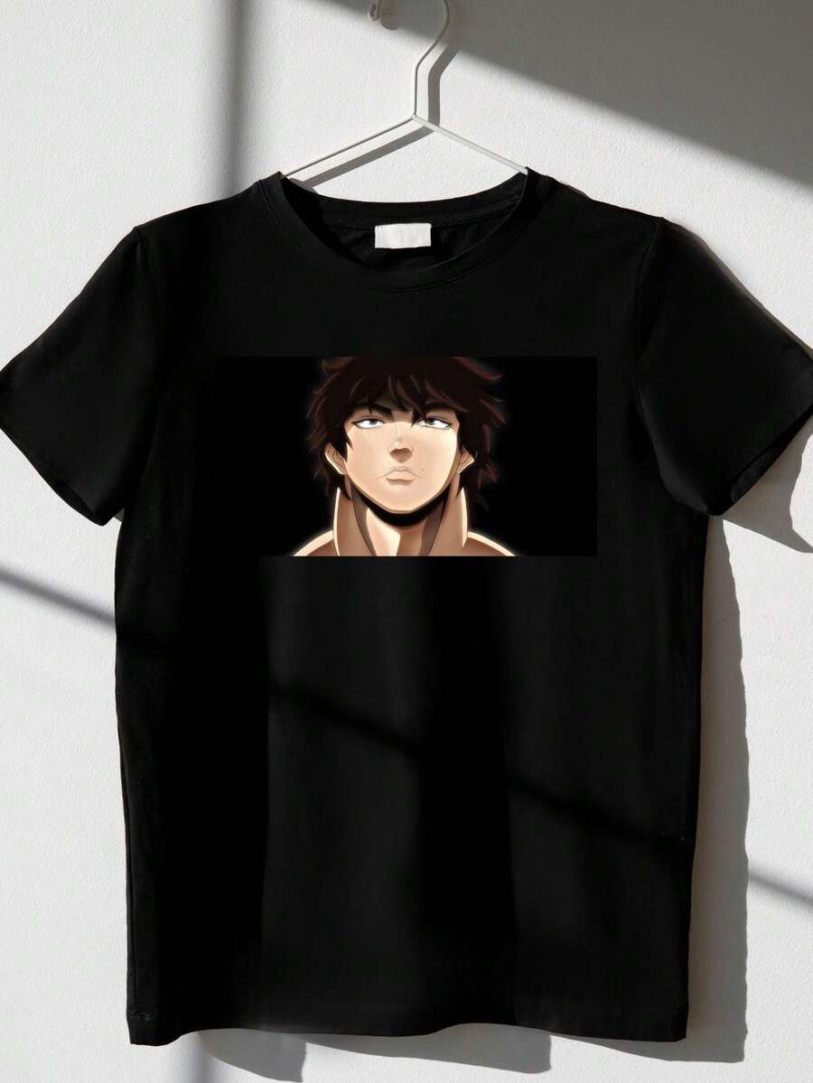 Camiseta Anime Baki Personaje Estampado Diseño de Moda Moda Cosmica - Negro - Ver 1