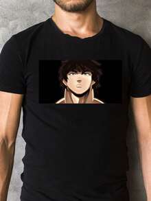 Camiseta Anime Baki Personaje Estampado Diseño de Moda Moda Cosmica - Negro - Ver 2