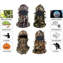MOORSEE 1 件迷彩火雞狩獵面罩、迷彩葉罩全臉面罩、迷彩戶外面罩 - 樹葉迷彩3 - 查看 5