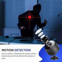Mini HD 720P 2.4Ghz Wifi IP Camera Smart Home Video Surveillance System Support Mobile Remote View Motion Detection Alarm Notification Push Two Way Audio Infrared Night Vision Cloud Storage USB Rechargeable Battery Powered Wireless Network Camera - Black - View 10