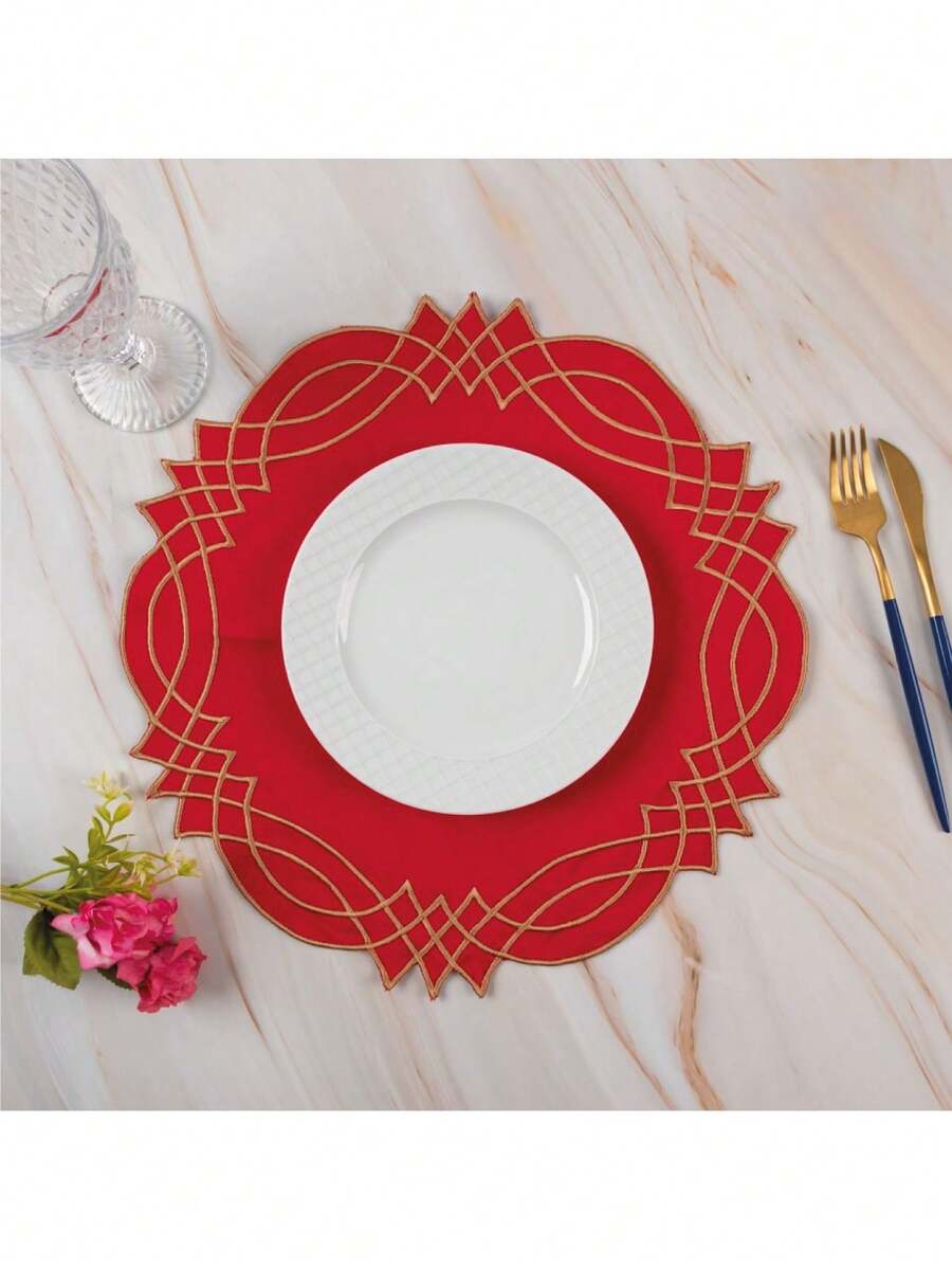 Souplast Jogo Americano Flocos 40x40cm Avulso - Vermelho - Vermelho - Visão 1