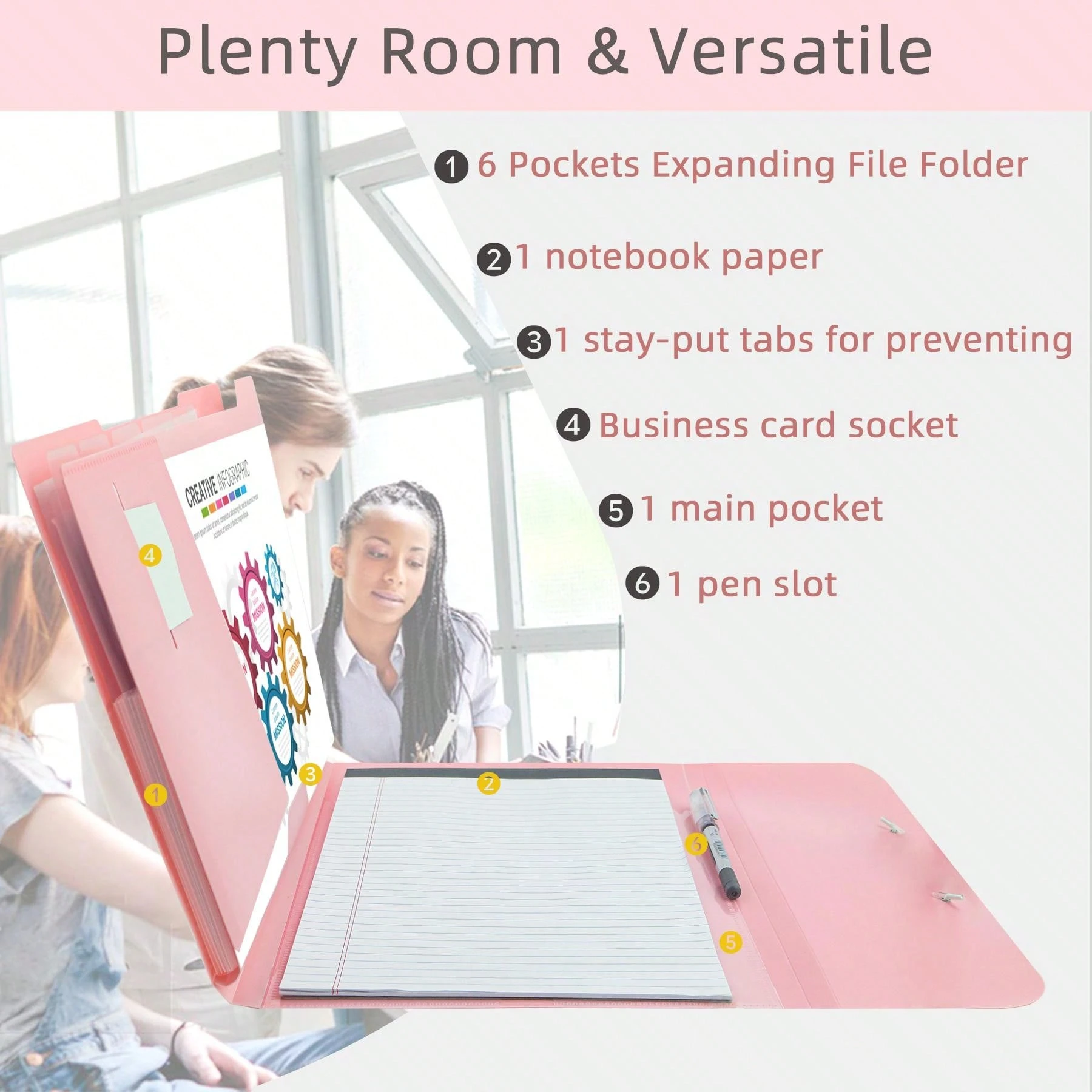 Note Folder Portable Multi-Functional Expandable Folder, Accordion File Organizer, Portable ...