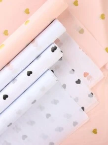 10张彩色心形装饰礼品包装纸 - 粉色 - 查看 3