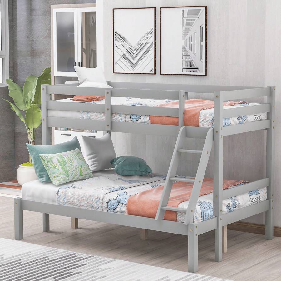 Twin over full bunk bed - Grey - View 1
