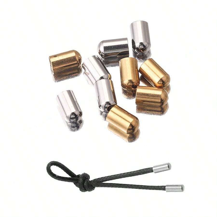 10pcs Leather Cord End Crimp Caps Beads DIY Stainless Steel End Caps For Necklace Connectors Bracelet Jewelry Making Supplies - Bead - View 1