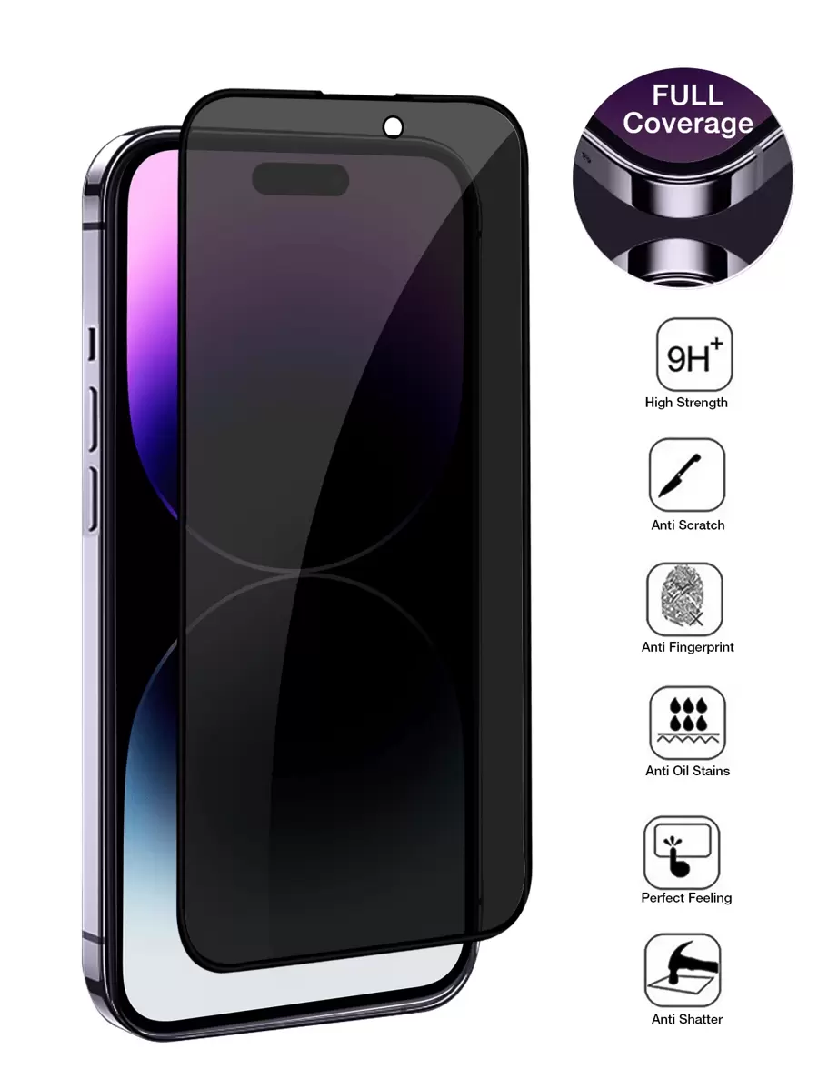 1 件全屏丝网印刷防偷窥隐私屏幕保护膜适用于 Apple 17/17Pro/17Promax/17Air/16e/15/15Plus/15Pro/15Promax/16/16pro/16promax