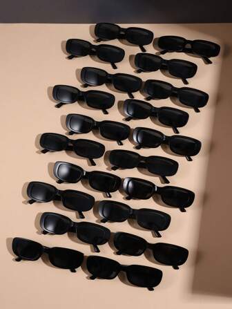 20 件时尚方形框架可爱复古风格眼镜，男女皆宜，适合夏季海滩度假、户外、旅行的日常佩戴