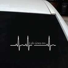 1pc Car/motorcycle Reflective Decal Sticker Love Life Heartbeat Track Body Sticker Car Accessories - White - View 2