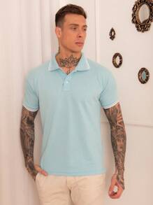 Men Polo Shirts - 淺藍色 - 查看 2