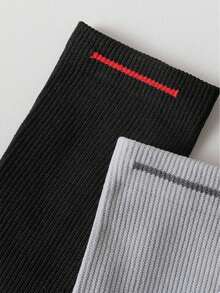 1雙男士高筒襪,精英運動襪,毛巾底厚長美式訓練襪 - 黑色 - 查看 4