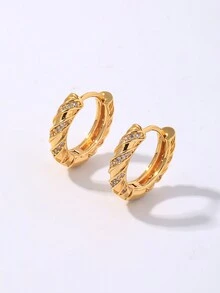 1对复古冷酷风格立体不对称耳环百搭耳环 - 彩色 - 查看 12