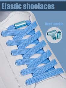 1對帶固定裝置的彈性鞋帶,無鞋帶鞋帶,運動鞋帶,男女皆宜 - 藍色 - 查看 1