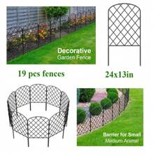 19入組/袋戶外防鏽金屬花園裝飾圍欄,網狀金屬邊框防獸禦鳥圍欄,草坪假山格柵,適用於園藝裝飾、動物保護,20英尺-黑色 - 黑色 - 查看 1
