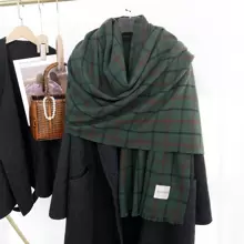 1 件女裝時尚提花圍巾仿羊絨保暖披肩流蘇斗篷適合秋季、冬季和空調房。有紅色、綠色可供選擇,並配有聖誕配件 - 綠色 - 查看 1