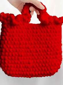 1根暗紅色粗毛手織毛線附絨毛,diy編織鞋面線 - 暗紅色 - 查看 5