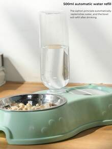 1入組寵物貓餵食和飲水二合一自動餵食和飲水套裝,防翻米碗,頸部保護碗,貓碗,雙層碗,適合寵物貓和狗 - 藍色 - 查看 5