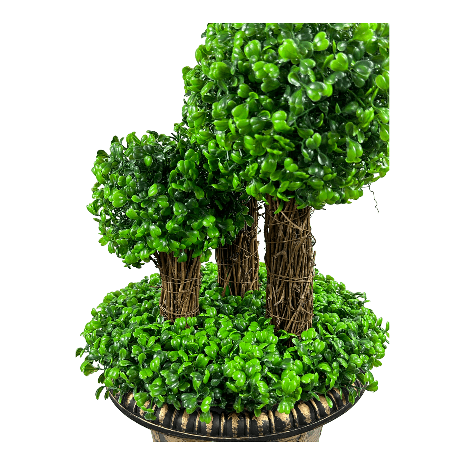 Set Of 3 Artificial Topiary Boxwood Trees With Ballshaped Greenery