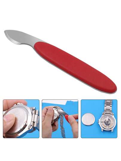 1 peça ferramenta de reparo de relógio abridor de relógio removedor de tampa traseira faca de alavanca troca ferramenta de bateria para relojoeiro abridor de parte traseira de relógio, abridor de caixa de relógio de metal plástico removedor de tampa traseira de relógio faca de alavanca para abertura troca de peças ferramenta profissional de reparo de relojoeiro