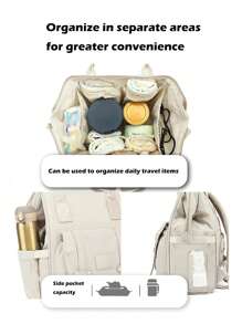Mochila De Bolsa De Mamá Multifuncional, Gran Capacidad Impermeable Con Aislamiento Para Biberones Y Pañales, Con Interfaz De Carga Usb