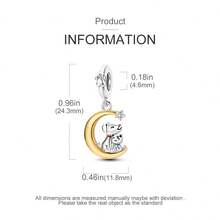 1 件鍍銀可愛立方體鑲嵌星星和月亮及寵物爪子印花吊墜適合手鍊、項鍊製作 Diy 珠寶 - 銀色 - 查看 3