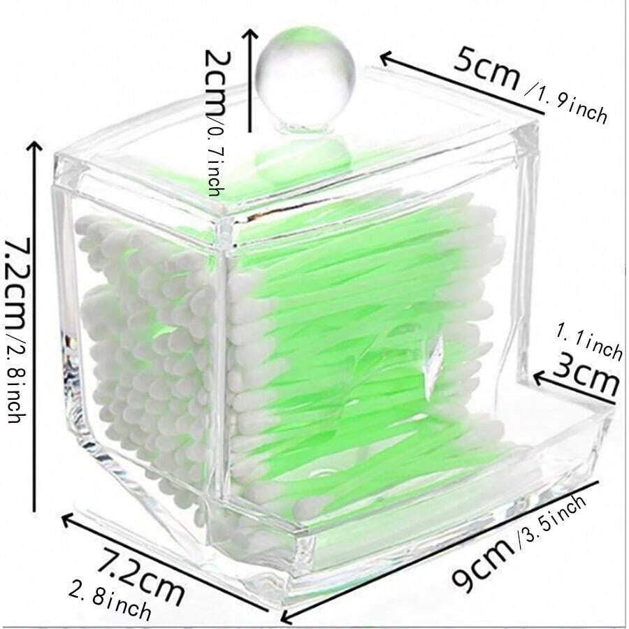 Acrylic Box With Lid, Square Plastic QTip Storage Container For