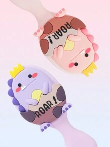 奶茶熊皮豬兔恐龍系列髮刷 1入組便攜式迷你氣墊梳,女性按摩頭皮和造型工具 - 粉色 - 查看 4