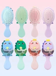 奶茶熊皮豬兔恐龍系列髮刷 1入組便攜式迷你氣墊梳,女性按摩頭皮和造型工具 - 粉色 - 查看 6