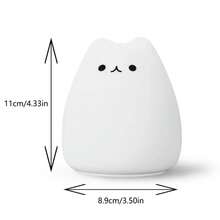 1pc Cute Cat Led 7-color Changing Night Light, New Year & Birthday Gift, Bedside Lamp - White - View 3