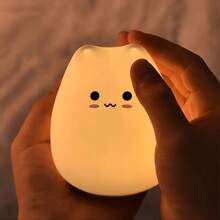 1pc Cute Cat Led 7-color Changing Night Light, New Year & Birthday Gift, Bedside Lamp - White - View 6