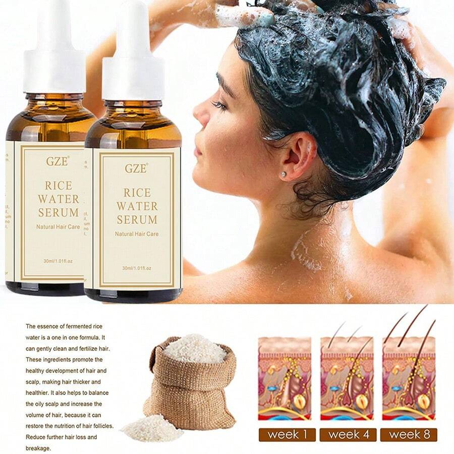 Gze米濃密髮噴霧,加強和增厚米水精華髮修復深層護理髮質,適用於男女