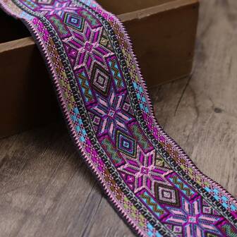 ZNZAKKA 1碼繡花提花編織蕾絲邊,優雅的紫色縫紉編織蕾絲絲帶,適用於縫紉工藝品、袋子、服裝1.9英寸