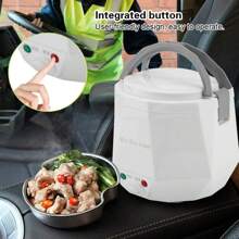 Mini Rice Cookers 24V 1.3 L Electric Rice-cooker Food Steamer for Truck Car Cooking for Soup Porge Rice Noodles Portable 180W,white