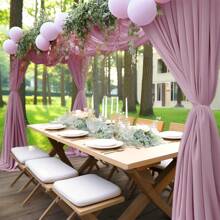 婚禮拱形織物,1入18英尺透明綠色雪紗織物用於窗簾,6碼適用於婚禮和生日派對裝飾 - 灰玫瑰色 - 查看 1