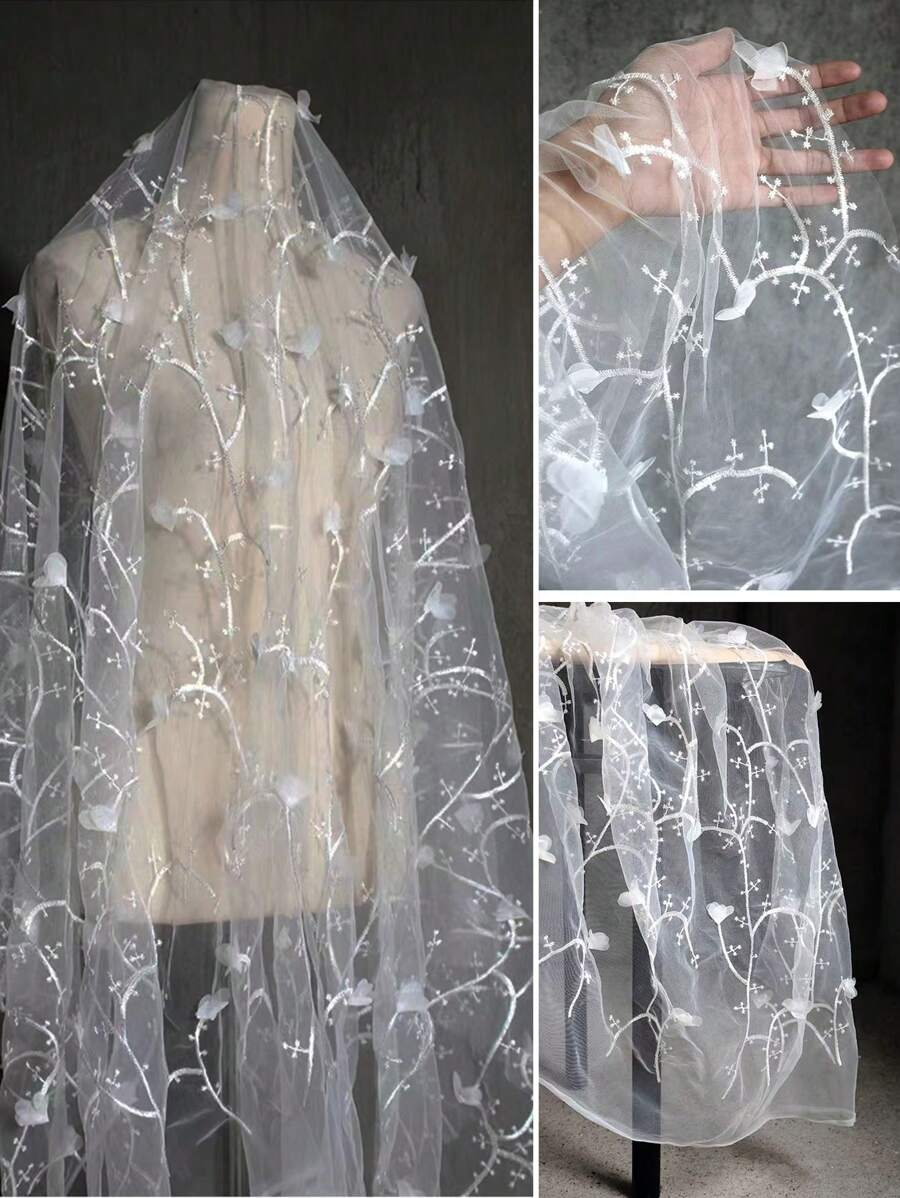 3d刺繡花紋蕾絲布,適用於diy製作服裝和手工藝品 - 彩色 - 查看 1