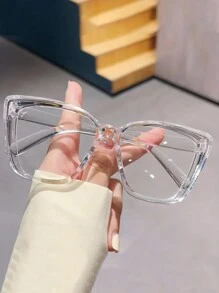 Nouvelles lunettes à monture transparente surdimensionnée minimaliste, convenant à la tenue quotidienne pour les vacances à la plage d'été, les sorties en extérieur et les voyages