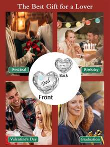 1入組時尚的925純銀珠子,適用於家庭系列自製珠寶和紀念,適合家庭聚會和派對,高品質的珠寶表達感情 - 銀色 - 查看 3