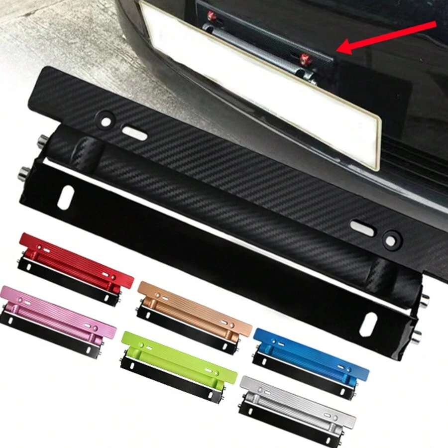 通用碳纖維車牌框架支架,可調節旋轉角度賽車牌框架,適用於汽車改裝