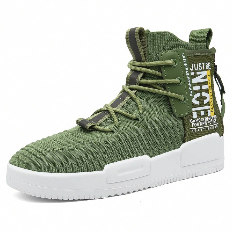 AHICO Men's Walking Shoes Lace Up Fashion Sneakers High Top Casual Athletic Shoe For Men - 墨綠色 - 查看 1