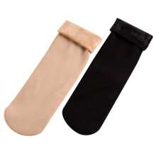 Sports Outdoor 2 Pairs Of Fleece Ankle Socks For Extra Comfort, Perfect For Use As Floor Socks! Black+Skincolor(Small Size) - Black - View 10